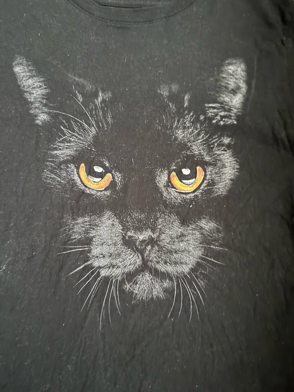 Black Cat Graphic Tee with orange Eyes